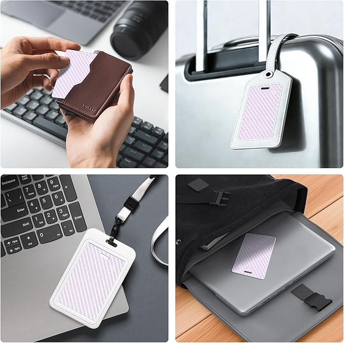[Apple MFi Certified] Wallet Tracker Card with Apple Find My (iOS Only) Rechargeable Air Tracker Tags Bluetooth Wallet Finder IP68 Waterproof GPS Tracker Item Finder for Keys, Bags, Passport Purple