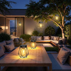 KOOPER 2 Pack Hanging Solar Lanterns Outdoor Waterproof, Metal Solar Powered Lantern Lights, Bright Diamond Shape Lantern with Hook, Outdoor Decorative Lanterns for Patio Porch Garden Yard Decor Gift