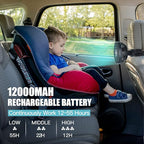 FRIZCOL Portable Stroller Fan, Use As Power Bank, 65H 12000mAh Battery Operated Fan Flexible Tripod Baby Car Seat Fans with Timming, Personal Mini Handheld/Desk/Small Clip On Fans For Stroller