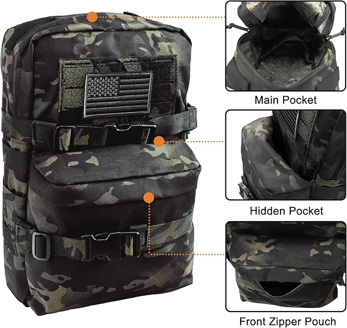Tactical Mini Molle Hydration Pack,Molle Hydration Carrier with US Flag Water Resistant,Hydropack for Tactical Vest Backpack