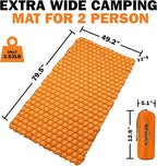POWERLIX Double Inflatable Sleeping Pad - Camping Mattress for Backpacking, Hiking Traveling, Compact Camping Sleeping Mat for 2 Person, Portable Ultralight Camping Pad Air Mattress Orange