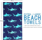 4 Packs Oversized Thin Beach Towel Set XL Extra Large Big 36 x 72 in Clearance Travel Towels Soft Swim Blanket for Adult Women Men Chair Cover Accessories Essentials Blue Shark Turtle Pink Flamingos