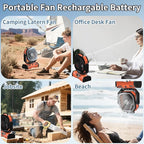 12 Inch Portable Camping Fan, 40000mAh Rechargeable Battery Powered Fan with 4 Speeds Wind and LED Light 140H, Cool & Warm Light and SOS Mode, Auto Oscillating, 360° Rotating Hang Hook(Orange)