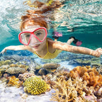 Kids Swim Goggles Snorkel Diving Mask for Boys Girls Ages 5-15, Two-Color Anti-Fog Swimming Goggles with Nose Cover