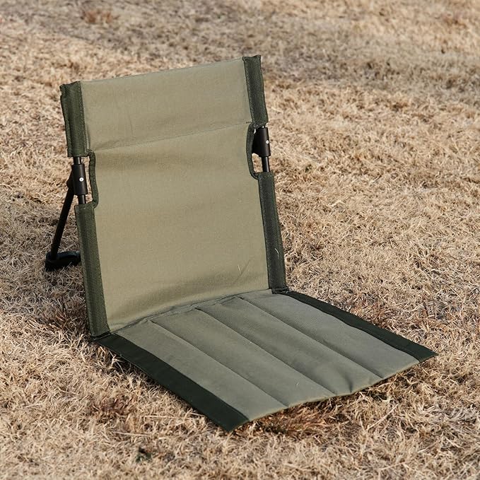 Outdoor Camping Backrest,Lightweight Foldable Chair,Park Leisure backrest,Beach Portable Single Lazy Chair,Aluminum Lazy Comfortable Backrest (Olive Green)