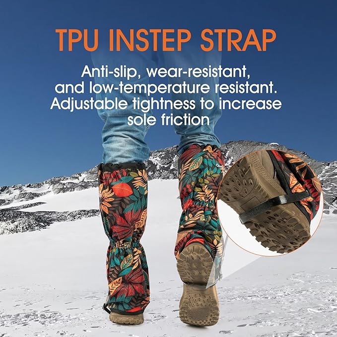 Waterproof Adjustable Leg Gaiters for Men and Women Snow Boot Gaiters for Hiking in Hunting Sand and Mud Mountain Climbing or Snowshoeing