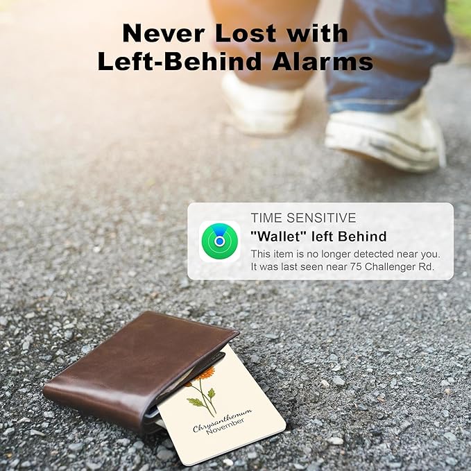Wallet Tracker Card (iOS Only), Rechargeable Bluetooth Smart Tracking for Apple Find My Compatible Anti Tracker for Men Women Slim Item Locator for Purse Passport Key Luggage Tag (1Pcs/NOV FLR)