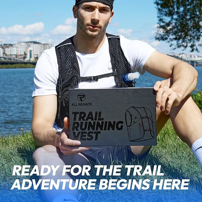 All-in-One Multi Sport Running Vest including Water Bottle, Whistle, 11 Pockets & 6 Straps – Ergonomic Lightweight Reflective Gear