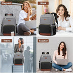 Focdod Laptop Backpack for Women Bookbag: 17 inch Work Backpacks with Pouch Pocket for Large Capacity Cup & USB Charger College Book Bag Travel Business Nurse Teacher Bookbags Anti-theft Back Pack
