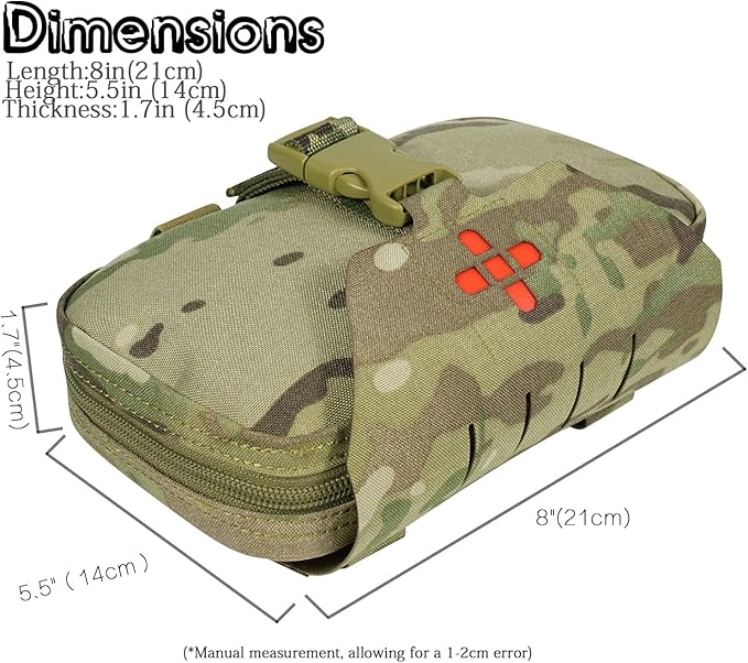 Ifak Pouch-Rapid Deployment Tactical MOLLE Trauma Kit Pouches, Quick Release Tear-Off Medical First Aid Kit Organiser with Red Immediate Identify for Emergency Surviva Activities.