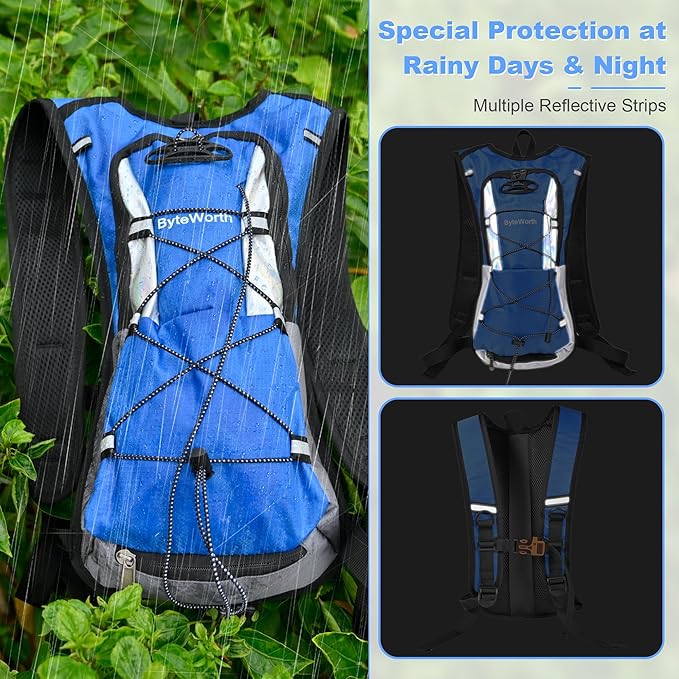 Hydration Backpack wtih 2L Water Bladder, Hiking Water Backpack, Water Bladder Backpack for Running and Biking (Men & Women) - BPA-Free, Breathable Mesh, 16L Storage, 2025 Upgrade