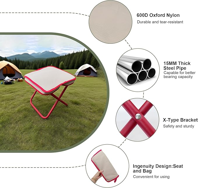 Mini Easy Carry Outdoor Chair – Compact Carry Chair for Camping, Hiking, Fishing, Gardening and Outdoor Use – Lightweight, Durable, Easy to Carry and Set Up (Khaki)