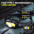 2 Pack Headlamp Rechargeable, 1300 Lumen Lightweight Bright with White Green Red Headlamp Flashlight, Waterproof Motion Sensor Head Lamp,14 Modes for Outdoor Camping Running Cycling