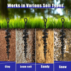 Eazy2hD 6 Pack Tent Stakes Heavy Duty, 15 Inch Ground Anchors Screw in, Metal High Winds Trampoline Stake with Nut and Tool, Spiral Anchor Kit for Camping, Swing Set, Mobile Home, Car Ports