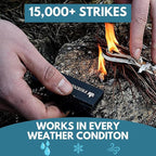 The Friendly Swede Magnesium Fire Starter Kit 3-Pack — Flint and Steel Fire Starter Survival Tool; Weatherproof Firestarter for Camping, Hiking & BBQs; Flint and Steel Magnesium Bar; 6-in-1 Striker