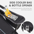 Oversized Folding Camping Chair for Adults - 450lbs Support - Heavy Duty Portable Lawn Chairs with Side Pocket Cup Holder Cooler Bag for Sports Garden Beach Fishing, Black 2 Pack