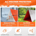 Emergency Survival Tent Life Shelter - 2 Person Mylar Emergency Shelter Tube Tent with Emergency Whistle & Paracord, All-Weather Essential Survival Gear for Camping, Hiking & Survival Kits