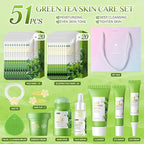 Green Tea Skin Care Set, Skincare for Girls 10-12, 51Pcs Skincare Gift Set for Teens Complete Skincare Routine, Travel Size Skincare Set with Hair Clips, Kids Skin Care Set for Girls Ages 8-12