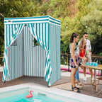 EAGLE PEAK Flex Compact 5x5 Pop-up Canopy Changing Room, Portable Privacy Dressing Room for Indoor Fashion Photoshoots, Camping, or Pool, White/Light Blue