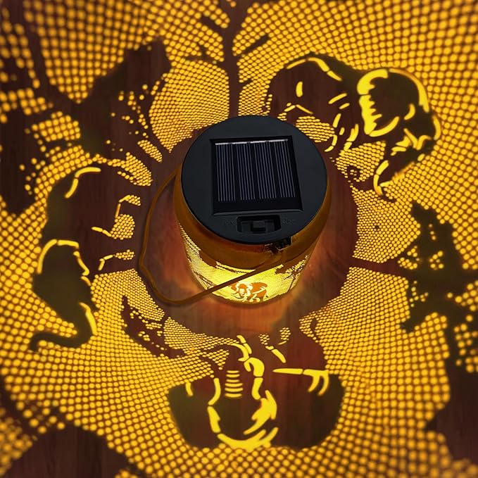 Solar Lantern Outdoor Waterproof Elephant Garden Decor Christmas Gifts for Women Mom Grandma Hanging Solar Lights Metal Decor for Outside,Backyard,Patio