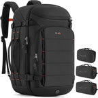 Tolaccea Travel Backpack Carry On 40L, Laptop Backpack with 3 Packing Cubes, Flight Approved Duffel Luggage Bag for Men Women, Water-resistant Large Business Rucksack Daypack, Fits 15.6" Laptop, Black