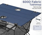 Lightweight Portable Camping Table with 2 Cup Holders - Collapsible Compact Canvas Beach Table/Side Table for Lawn Fishing & Outdoor, Large Capacity Storage, 29.2" W x 21.7" D (Blue)