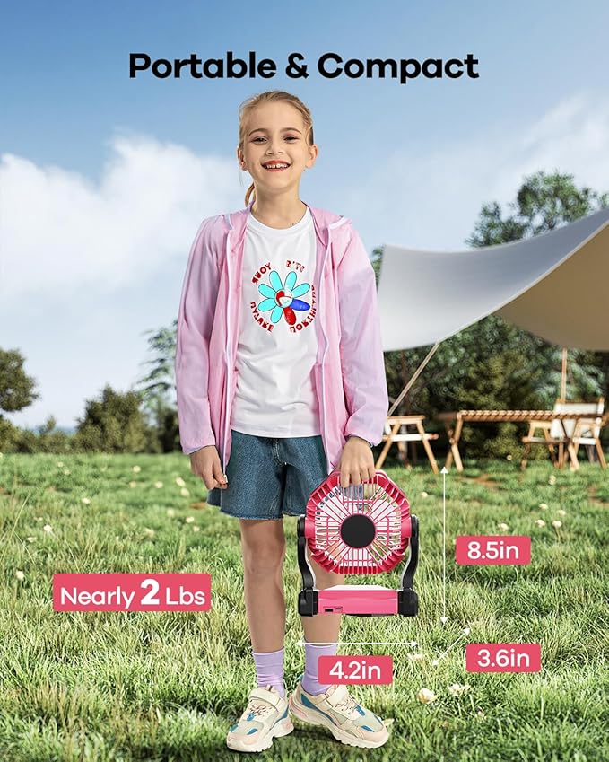 30000mAh Rechargeable Camping Fan with LED Lantern,Portable Battery Powered Outdoor Fan for Bedroom,Camping,Travel,Hiking,Beach,Office,Trave Accessories(Pink)