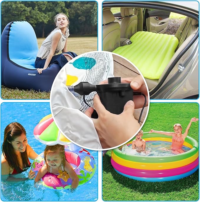 Newpol Inflatable Bed Pump, Electric Air Pump(100 Gallon/Min) for Air Mattress Beds, Inflatable Swimming Pools, Swimming Ring（AC110-240V/DC12V）