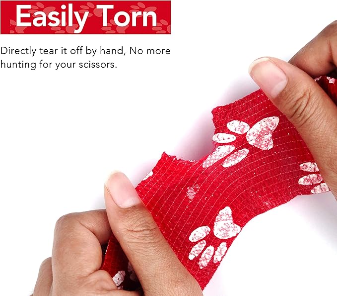 RISEN Cohesive Bandage 2” x 5 Yards, 6 Rolls, Self Adherent Wrap Medical Tape, Adhesive Flexible Breathable First Aid Gauze Ideal for Stretch Athletic