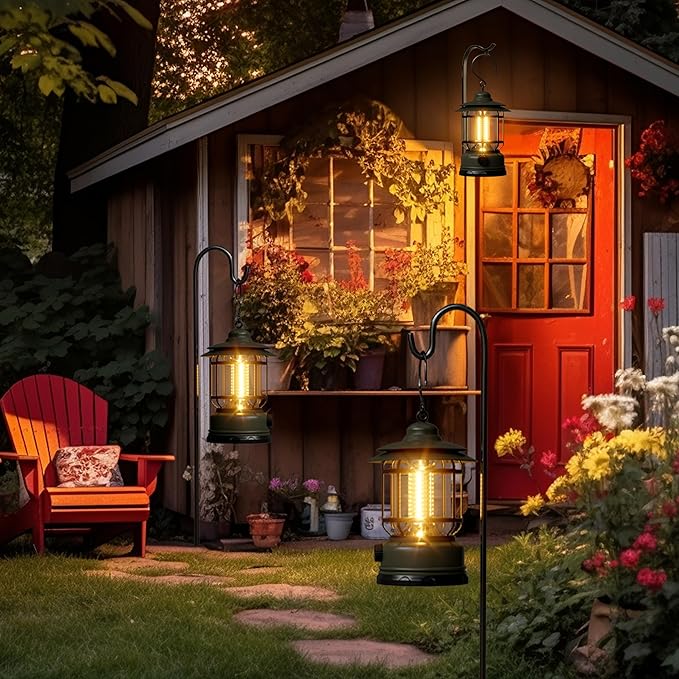 LED Camping Lanterns,1500LM Step-less Dimming, Lightweight Retro Battery Powered USB Rechargeable Tent Lights,Portable Flashlight for Power Outages Emergency Hiking Hurricane Light1 Pack Green