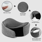 Travel Pillow, 100% Pure Memory Foam Travel Neck Pillow Airplane Neck Support Ergonomic Design for Traveling Suitable for Airplanes,Offices and Cars-Dark Grey