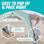 Pop Up Sun Canopy Shelter - Lightweight, Portable Outdoor Shelter with UPF 50+ Sun Protection & Easy Setup - Stable for Windy Conditions, Ideal for Beach, Picnic, Camping & More (Blue)