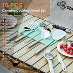 Camping Cooking Utensils Set Grilling Cookware Camp Kitchen Rotating Marshmallow Roasting Sticks BBQ Forks, Portable RV Camping Essentials Camper Must Haves for Cookouts Open Fire Pit