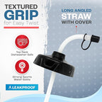 50 Strong 1 Liter Water Bottle with Straw – 18-Pack Easy-Squeeze Sports Bottles with Long Straw & Built-In Finger Grip – BPA-Free & Made in USA – Ideal for Hockey & Team Sports