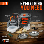 Camping Cookware Mess Kit Set with Stove - Backpacking Camping Pots and Pans Set, All in One Non-Stick Camping Cooking Set, Portable Stove, Hiking, Picnic, Outdoor & Camping Cookware Set