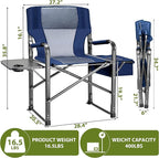 Folding Camping Chair, Heavy Duty Chairs for Adult, Directors Chair, Folding Beach Chair, Oversized Portable Camping Chair with Side Table and Cooler, 400lbs Capacity for Beach, Fishing, Trip, Picnic