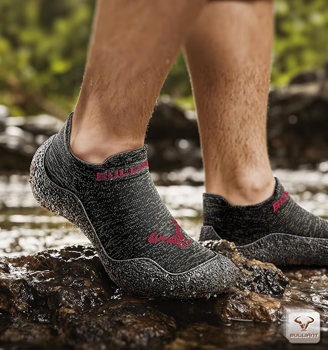 BULLIANT Men Slipper Socks,Grip Socks Hiking Water Shoes Barefoot Shoes for Outdoor Walking Exercises