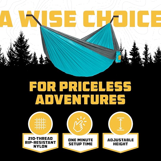Wise Owl Outfitters Camping Hammocks Duo - Set of 2, Adults and Kids Hammock for Outdoor, Indoor, Single & Double Use w/Tree Straps - Camping Gear Essentials