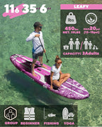 11'6×35" Super Wide Inflatable Paddle Board, Ultra Stable Stand Up Paddleboards for 450lb/3 People/Family/Big Size, Shoulder Strap, 5 Handles, 100L Backpack, All-Round Sup Board, US Fin