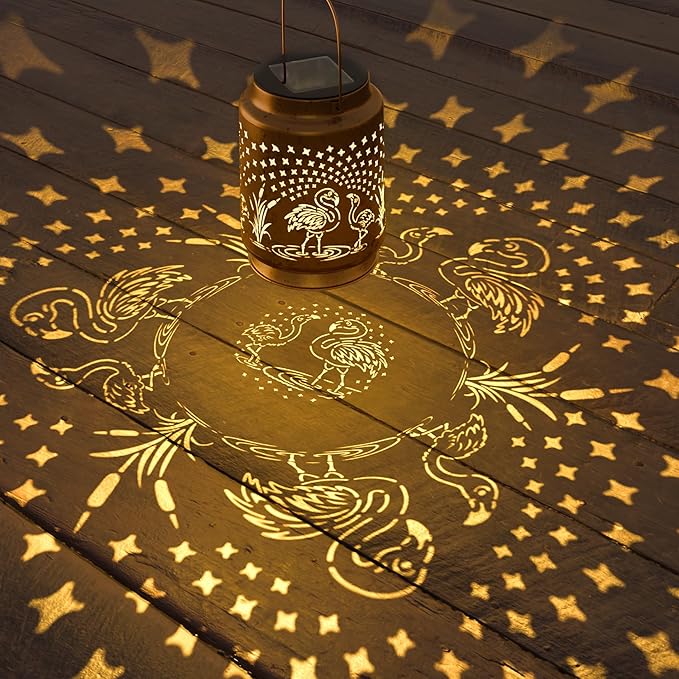 Flamingo Solar Lantern for Garden Outdoor Decor – Hanging Metal Light Decoration for Patio, Yard, Lawn, Pathway, Backyard – Birthday Gift for Mom, Women, Grandma