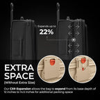 Briggs & Riley 26" Medium Expandable Spinner - Checked Luggage for Travel, Suitcases with Wheels, Softside Rolling Bag for Men & Women, Self-Repairing Zipper - Baseline Collection, Black