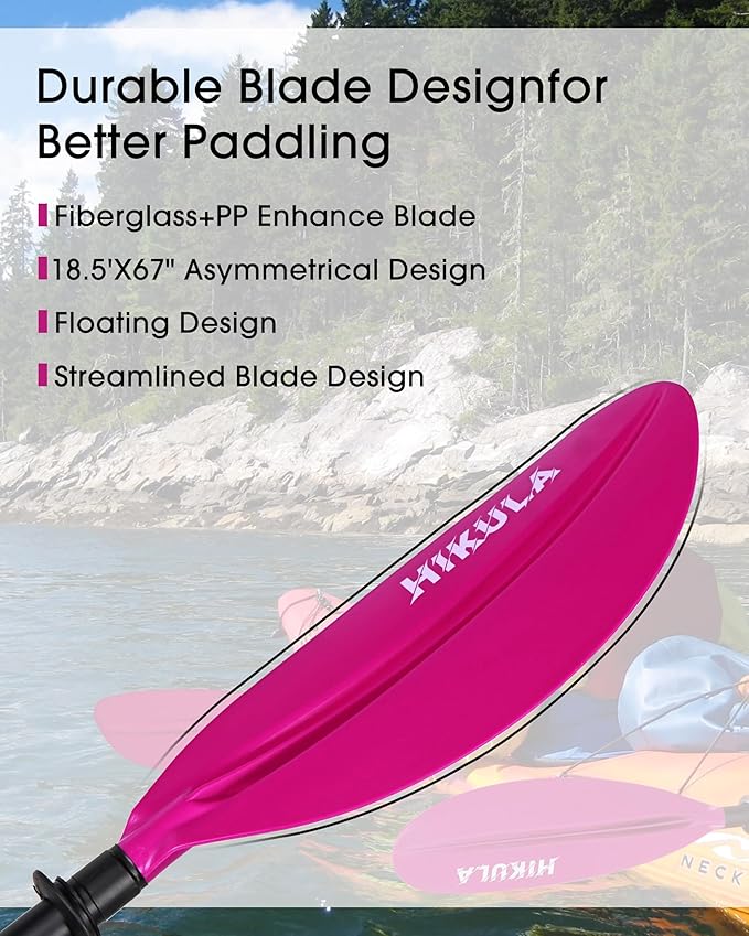 Kayak Paddle Aluminum Shaft Paddle with Nylon Blades, Floating Adjustable Kayaking Oars, 3 Piece, 220-240cm/86-94 Inches,Black/Rose/Teal/Black/Orange/Grey