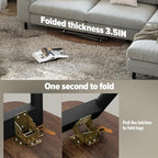 WOHOMO Folding Coffee Table Rustic Small Coffee Tables for Living Room Farmhouse Portable Table for Small Spaces Rectangular Mid Century Coffee Table, No Assembly 39.3 * 19.6 * 17.7IN, Walnut