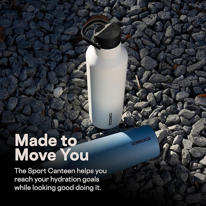 Corkcicle Classic Sport Canteen Insulated Water Bottle - Keeps Beverages Cold 25 Hours - Triple Insulated - Summer Drinkware Gift - Keeps Drinks Ice Cold - Leak-Proof Cap - 32 oz - Flint