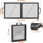 only fire Foldable X-Marks Fire Pit Cooking Grate, Portable Rectangle Campfire Grill Grate with Handles, Heavy Duty Steel Campfire BBQ Grill for Outdoor, 32 inch