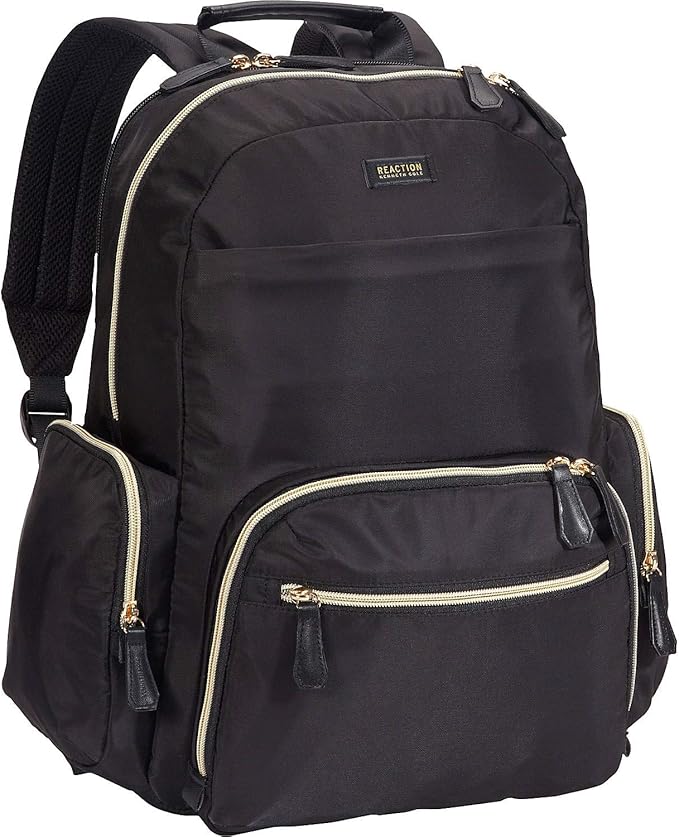 Kenneth Cole REACTION Sophie Women's Silky Nylon 15" Laptop & Tablet Anti-Theft RFID Travel Backpack Bag, Black With 20" Carry-On