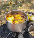 Boundless Voyage Titanium Pot Portable Camping Cookware Lightweight Cooking Pot Set for Outdoor Cooking Traveling Backpacking Hiking Trekking Picnic