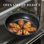 Kitchen Academy Removable Handle Induction Pots and Pans Set - 10 Piece Non-stick Cookware Sets, Black Granite Stackable RV Cookware for Camp