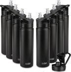 HASLE OUTFITTERS Insulated Water Bottle 22 oz Double Wall Stainless Steel Water Bottle Wide Mouth with Straw Lid & Spout Lid Keeps Cold or Hot(Black,8)