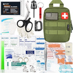 200 Pieces First Aid Kit IFAK Survival Kit Molle System Compatible Pouch, Emergency Kit Gift for Men, Dad, Husband, for Outdoor, Camping, Hunting, Hiking, Home, Earthquake, Disasters